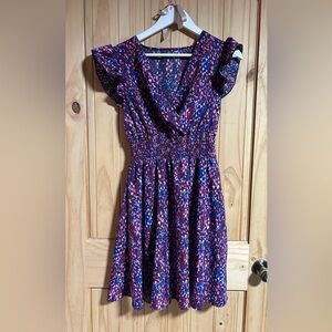 Colorful Ruffle Sleeve Dress